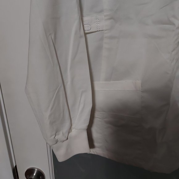 WonderWink WonderFlex Women White Scrub Top Long Sleeve Button Snap Sz Small - Picture 5 of 10